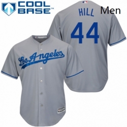 Mens Majestic Los Angeles Dodgers 44 Rich Hill Replica Grey Road Cool Base MLB Jersey 