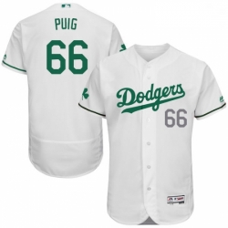 Mens Majestic Los Angeles Dodgers 66 Yasiel Puig White Celtic Flexbase Authentic Collection MLB Jersey