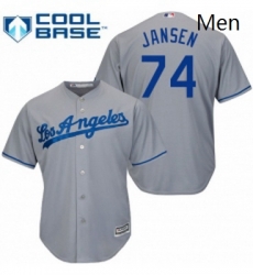 Mens Majestic Los Angeles Dodgers 74 Kenley Jansen Replica Grey Road Cool Base MLB Jersey