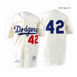 Mens Mitchell and Ness 1955 Los Angeles Dodgers 42 Jackie Robinson Authentic White Throwback MLB Jersey