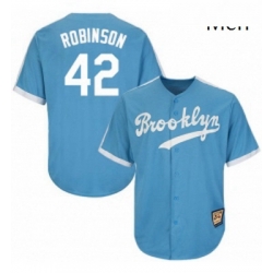 Mens Mitchell and Ness Los Angeles Dodgers 42 Jackie Robinson Authentic Light Blue Throwback MLB Jersey