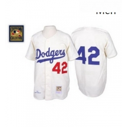 Mens Mitchell and Ness Los Angeles Dodgers 42 Jackie Robinson Authentic White Throwback MLB Jersey