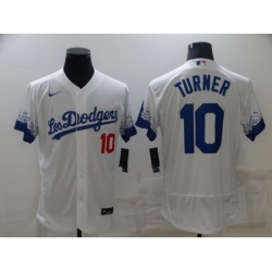 Men's Nike Los Angeles Dodgers #10 Justin Turner White Elite City Player Jersey