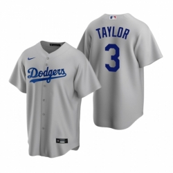 Mens Nike Los Angeles Dodgers 3 Chris Taylor Gray Alternate Stitched Baseball Jersey