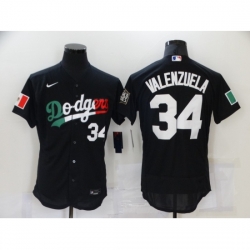 Men's Nike Los Angeles Dodgers #34 Fernando Valenzuela Black Elite Jersey