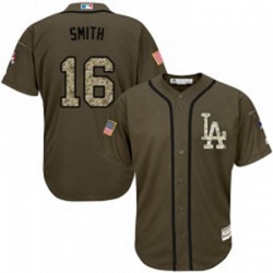 Will Smith Mens Los Angeles Dodgers Green Replica Salute To Service Jersey Majestic