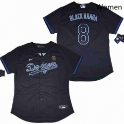 Women Dodgers 8 Kobe Bryant Name Black Mamba Cool Base Stitched MLB Jersey