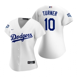 Women Los Angeles Dodgers 10 Justin Turner White 2020 World Series Champions Replica Jersey