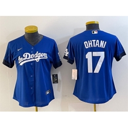 Women Los Angeles Dodgers 17 Shohei Ohtani Blue City Connect Stitched Jersey 28Run Small 29