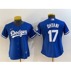 Women Los Angeles Dodgers 17 Shohei Ohtani Blue Stitched Jersey 28Run Small 29