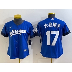 Women Los Angeles Dodgers 17  Shohei Ohtani Royal City Connect Stitched Jersey 