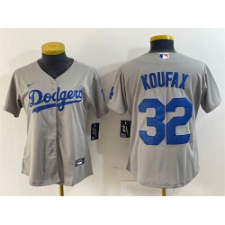 Women Los Angeles Dodgers 32 Sandy Koufax Grey Stitched Jersey
