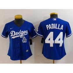 Women Los Angeles Dodgers 44 Vicente Padilla Blue Stitched Jersey 1