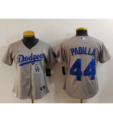 Women Los Angeles Dodgers 44 Vicente Padilla Grey Stitched Jersey 2