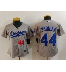 Women Los Angeles Dodgers 44 Vicente Padilla Grey Stitched Jersey 4