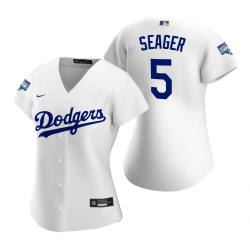 Women Los Angeles Dodgers 5 Corey Seager White 2020 World Series Champions Replica Jersey