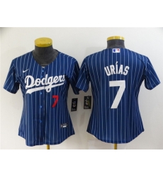 Women Los Angeles Dodgers 7 Julio Urias Blue Stitched Baseball Jersey 28Run Small 2