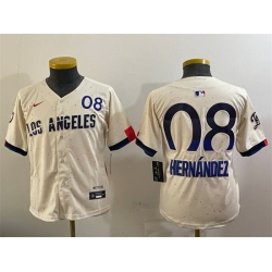 Women Los Angeles Dodgers 8 Enrique Hernandez Cream 2024 City Connect Limited Stitched Baseball Jersey 