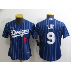 Women Los Angeles Dodgers 9 Gavin Lux Blue Stitched Baseball Jersey 28Run Small 2