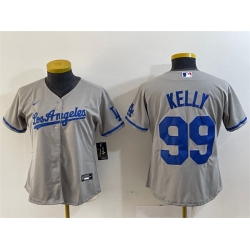 Women Los Angeles Dodgers 99 Joe Kelly Grey Stitched Jersey