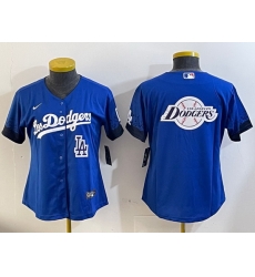 Women Los Angeles Dodgers Blank Blue 2024 World Series With No  34 Patch Home Limited Stitched Baseball Jersey  8