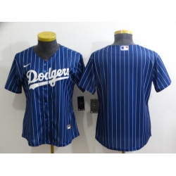 Women Los Angeles Dodgers Blank Blue Stitched Baseball Jersey 28Run Small 2