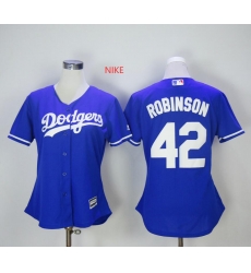 Womens Los Angeles Dodgers 42 Jackie Robinson Royal Blue Cool Base MLB Jersey