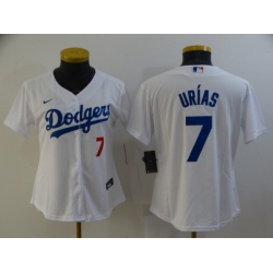 Women's Los Angeles Dodgers #7 Julio Urias White Stitched MLB Cool Base Nike Jersey