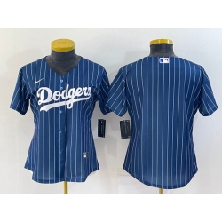 Women's Los Angeles Dodgers Blank Navy Blue Pinstripe Stitched MLB Cool Base Nike Jersey