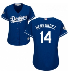 Womens Majestic Los Angeles Dodgers 14 Enrique Hernandez Replica Royal Blue Alternate 2017 World Series Bound Cool Base MLB Jersey