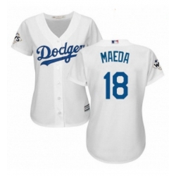 Womens Majestic Los Angeles Dodgers 18 Kenta Maeda Replica White Home 2017 World Series Bound Cool Base MLB Jersey