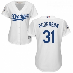 Womens Majestic Los Angeles Dodgers 31 Joc Pederson Replica White Home 2017 World Series Bound Cool Base MLB Jersey