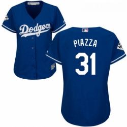 Womens Majestic Los Angeles Dodgers 31 Mike Piazza Replica Royal Blue Alternate 2017 World Series Bound Cool Base MLB Jersey