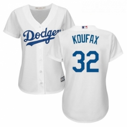 Womens Majestic Los Angeles Dodgers 32 Sandy Koufax Authentic White Home Cool Base MLB Jersey