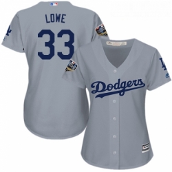 Womens Majestic Los Angeles Dodgers 33 Mark Lowe Authentic Grey Road Cool Base 2018 World Series MLB Jersey 