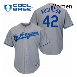 Womens Majestic Los Angeles Dodgers 42 Jackie Robinson Authentic Grey MLB Jersey