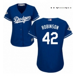 Womens Majestic Los Angeles Dodgers 42 Jackie Robinson Authentic Royal Blue Alternate 2017 World Series Bound Cool Base MLB Jersey