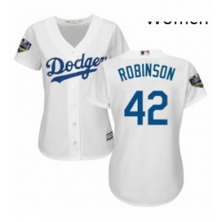 Womens Majestic Los Angeles Dodgers 42 Jackie Robinson Authentic White 2018 World Series MLB Jersey