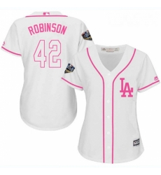 Women's Majestic Los Angeles Dodgers #42 Jackie Robinson Authentic White Fashion Cool Base 2018 World Series MLB Jersey