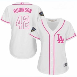 Women's Majestic Los Angeles Dodgers #42 Jackie Robinson Authentic White Fashion Cool Base 2018 World Series MLB Jersey