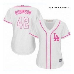 Womens Majestic Los Angeles Dodgers 42 Jackie Robinson Authentic White Fashion Cool Base MLB Jersey