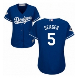 Womens Majestic Los Angeles Dodgers 5 Corey Seager Authentic Royal Blue Alternate 2017 World Series Bound Cool Base MLB Jersey