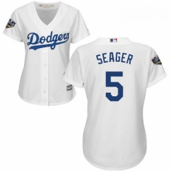 Women's Majestic Los Angeles Dodgers #5 Corey Seager Authentic White Home Cool Base 2018 World Series MLB Jersey