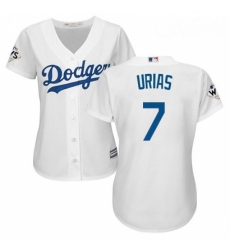 Womens Majestic Los Angeles Dodgers 7 Julio Urias Replica White Home 2017 World Series Bound Cool Base MLB Jersey