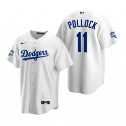 Youth Los Angeles Dodgers 11 A J  Pollock White 2020 World Series Champions Replica Jersey