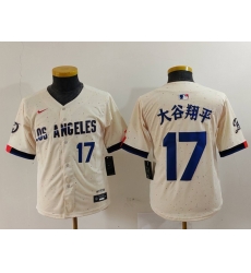 Youth Los Angeles Dodgers 17  Shohei Ohtani Cream Stitched Baseball Jersey 1