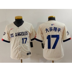 Youth Los Angeles Dodgers 17  Shohei Ohtani Cream Stitched Baseball Jersey 1