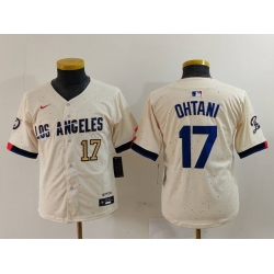 Youth Los Angeles Dodgers 17 Shohei Ohtani Cream Stitched Baseball Jersey 1