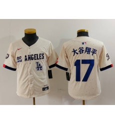 Youth Los Angeles Dodgers 17  Shohei Ohtani Cream Stitched Baseball Jersey 2