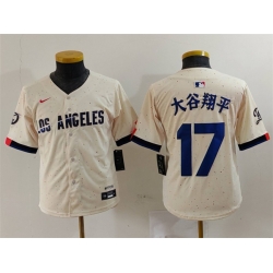 Youth Los Angeles Dodgers 17  Shohei Ohtani Cream Stitched Baseball Jersey